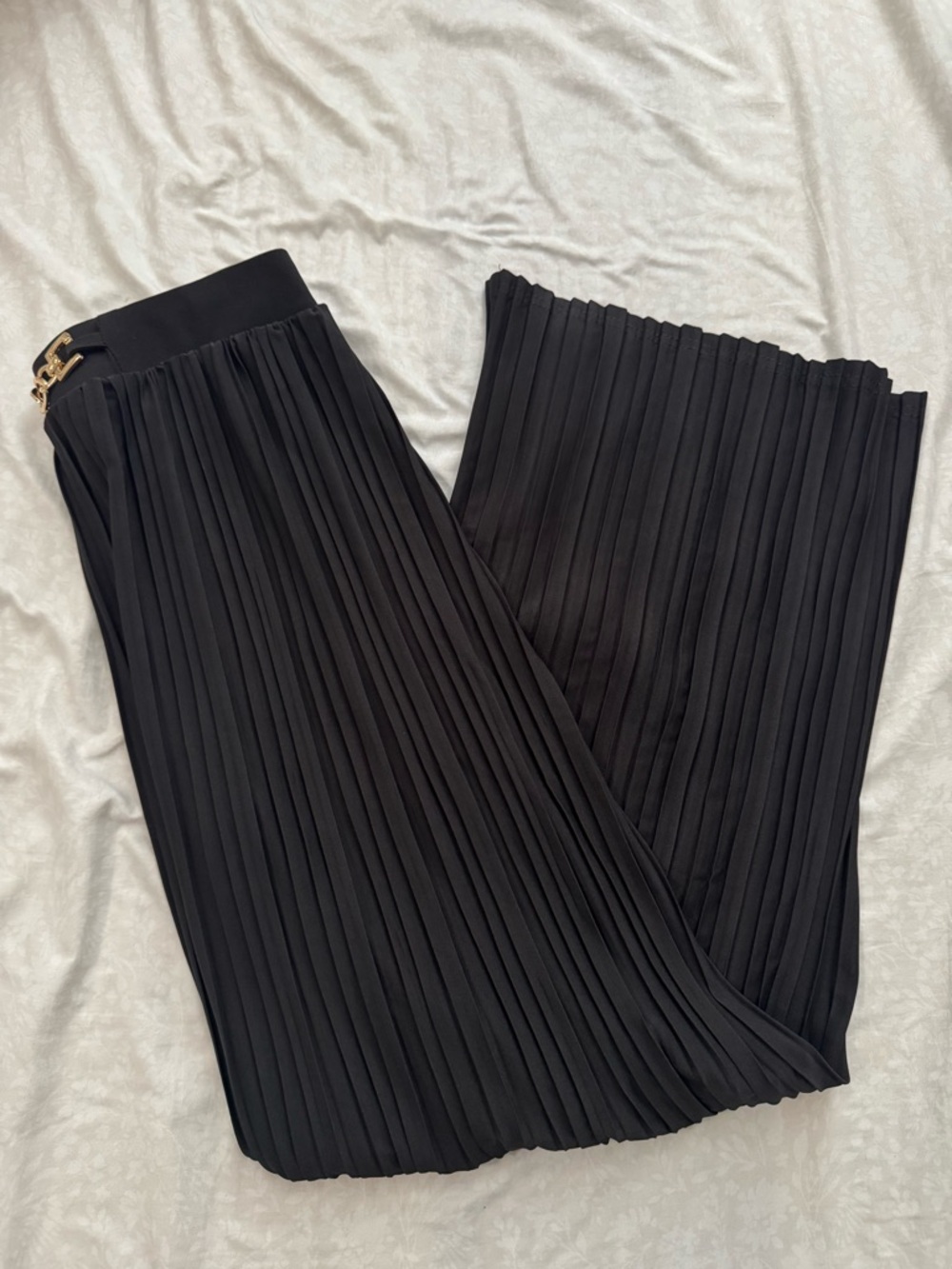 Wide-Leg Pleated Pants in Black